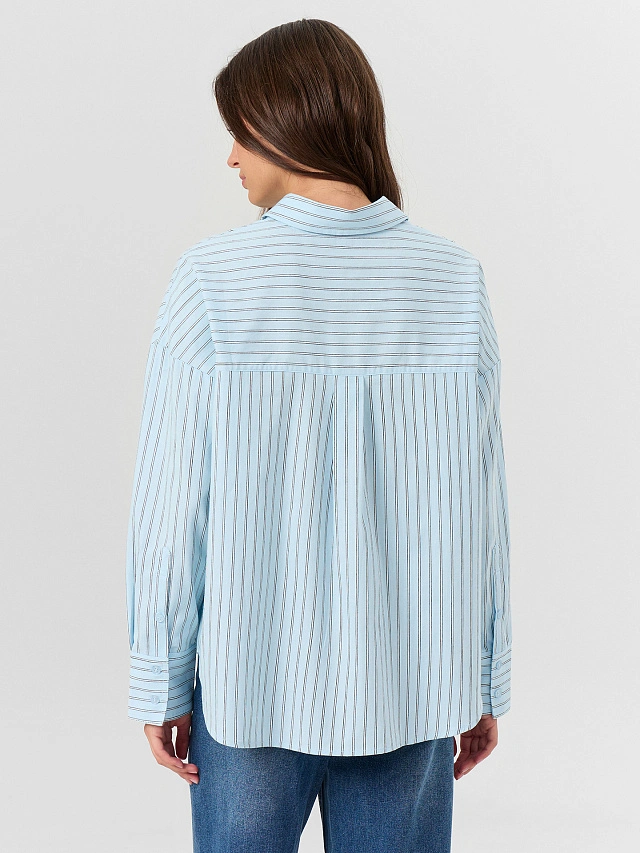 Рубашка женская голубая в полоску - 3