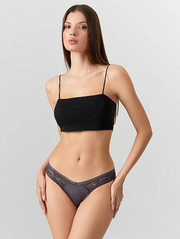 Трусы слипы женские серые с кружевом