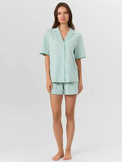 картинка Комплект домашний женский мятный в полоску от магазина стильной одежды Mark Formelle