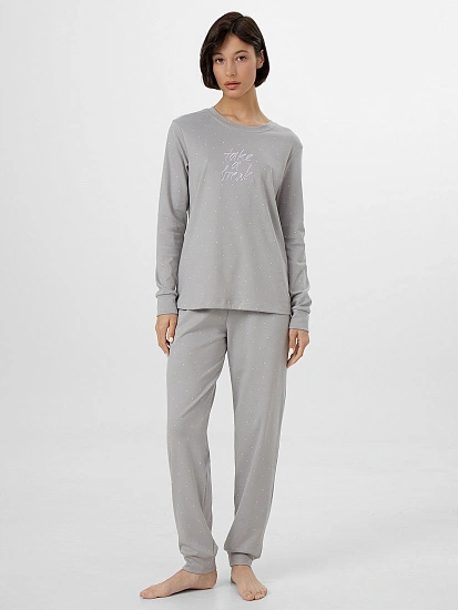 картинка Комплект женский домашний серый с надписью "Take a break" от магазина стильной одежды Mark Formelle