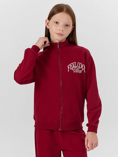 картинка Толстовка для девочек красная на молнии от известного бренда одежды для девочек Mark Formelle