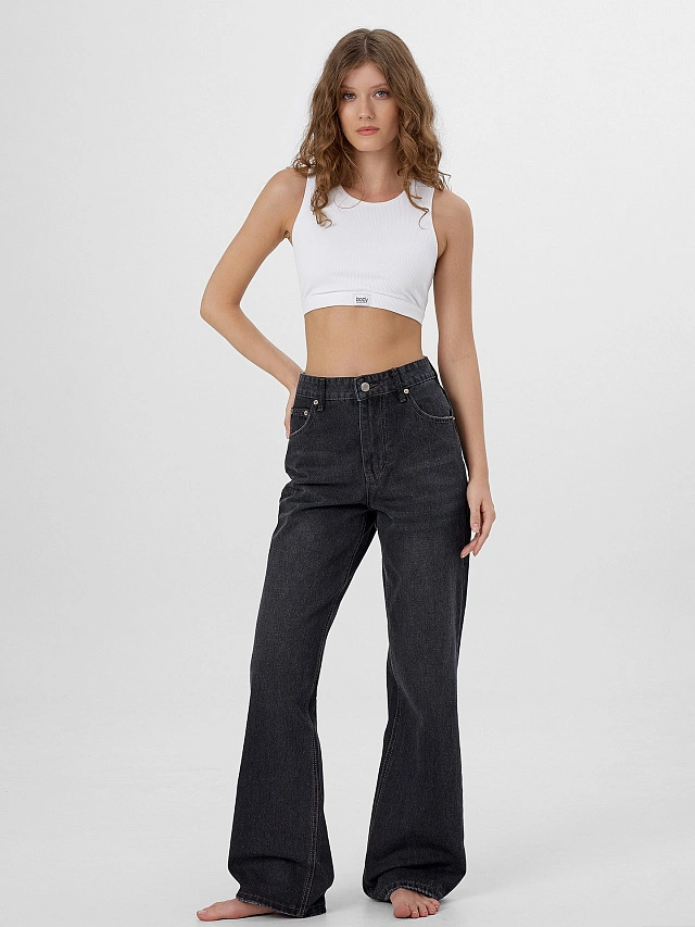 Джинсы женские Wide leg fit серые - 5