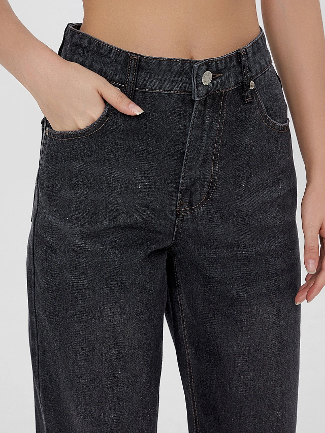 Джинсы женские Wide leg fit серые - 6