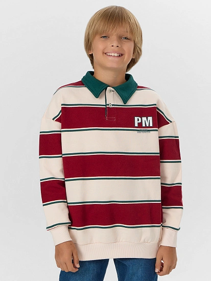 картинка Свитшот для мальчиков в молочно-красную полоску от магазина одежды для мальчиков от бренда Mark Formelle