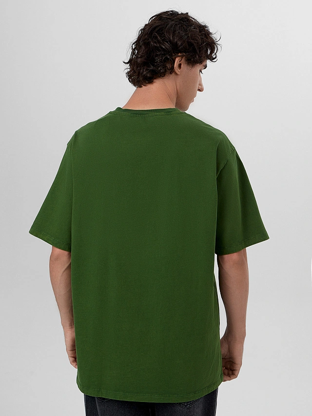 Футболка мужская зеленая с обработкой эйсид - 3