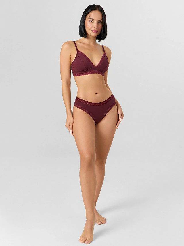 Трусы бразилиана женские бордовые - 7