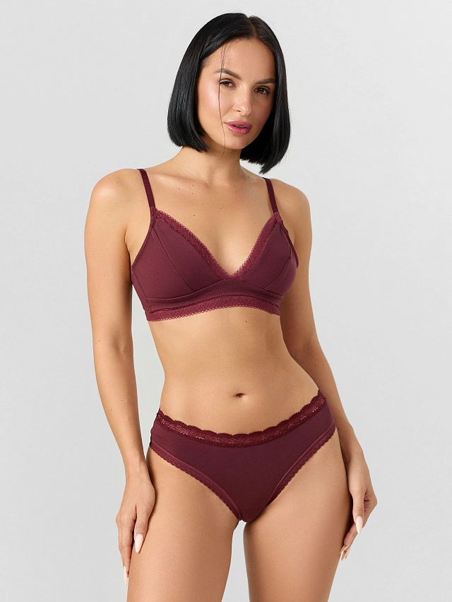 Трусы бразилиана женские бордовые - 8
