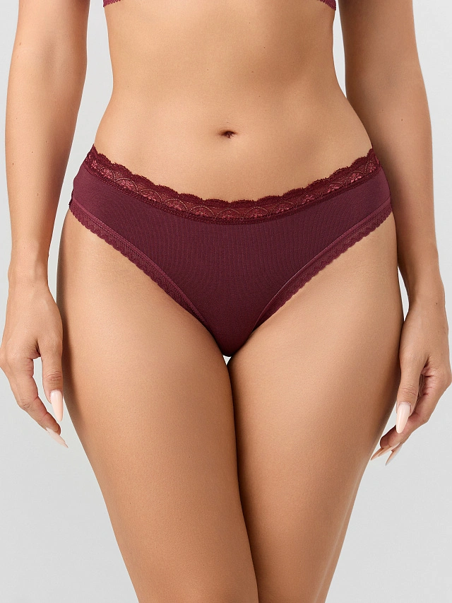 Трусы бразилиана женские бордовые - 9