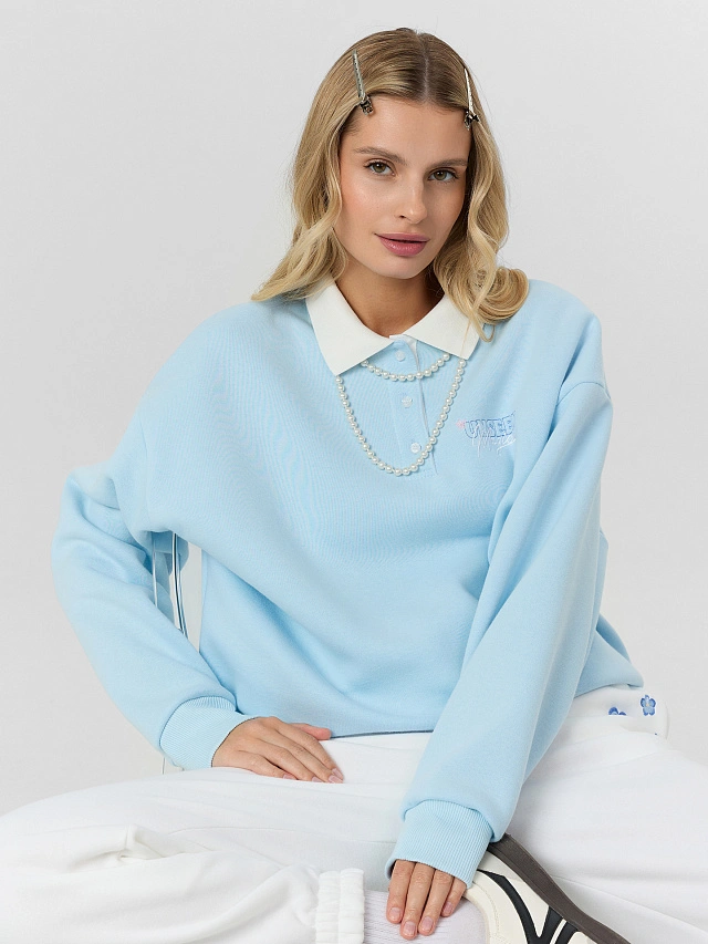 Свитшот женский голубой - 9