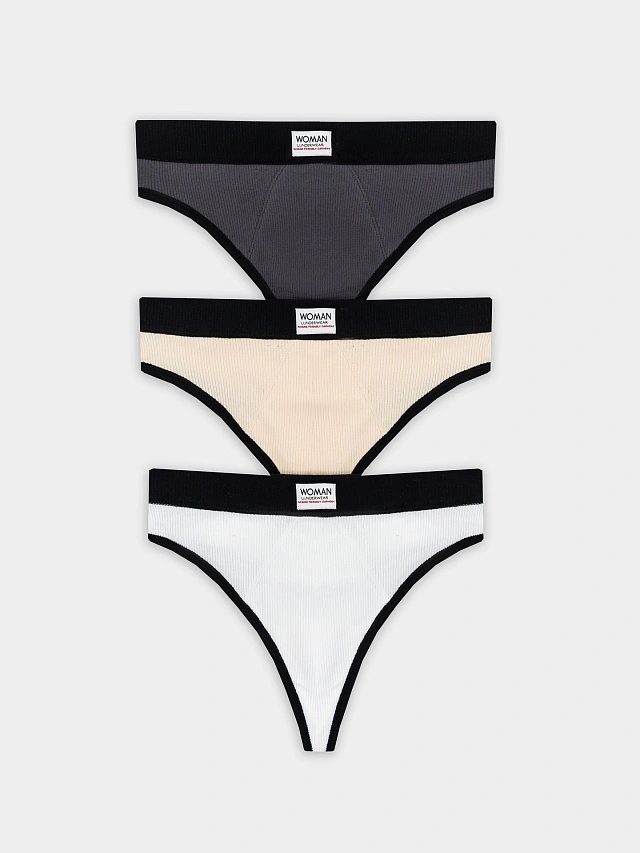 Трусы бразилиана женские в наборе, 3 шт - 5