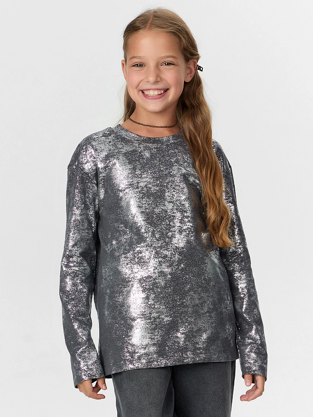 Лонгслив для девочек серый - 7