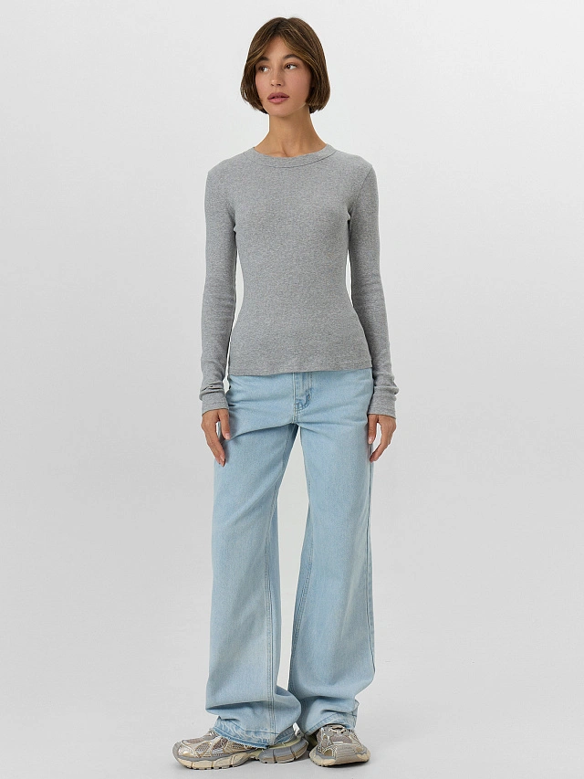 Лонгслив женский серый - 4