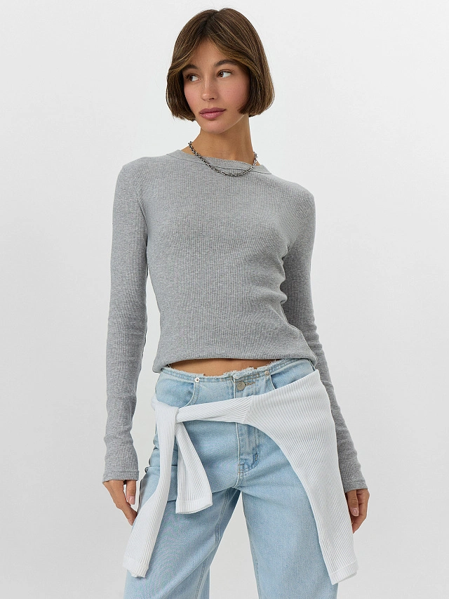 Лонгслив женский серый - 6