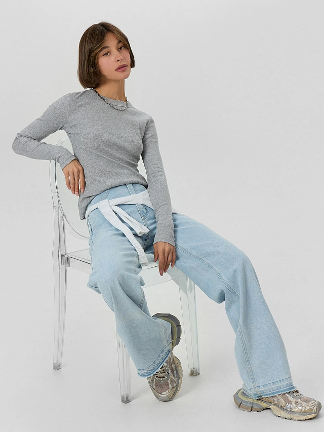 Лонгслив женский серый - 7