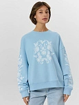 Свитшот женский голубой с цветочным принтом