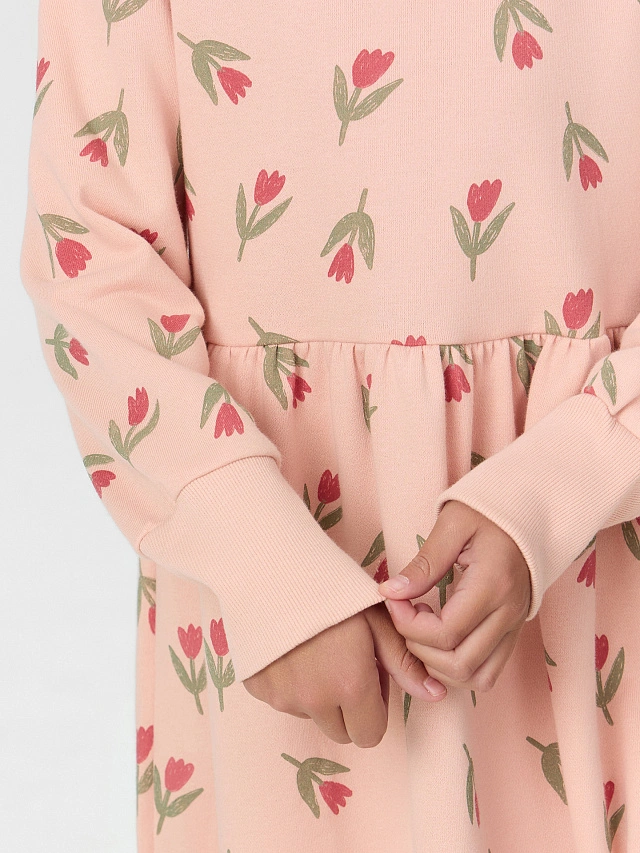 Платье для девочки розовое с тюльпанами - 6