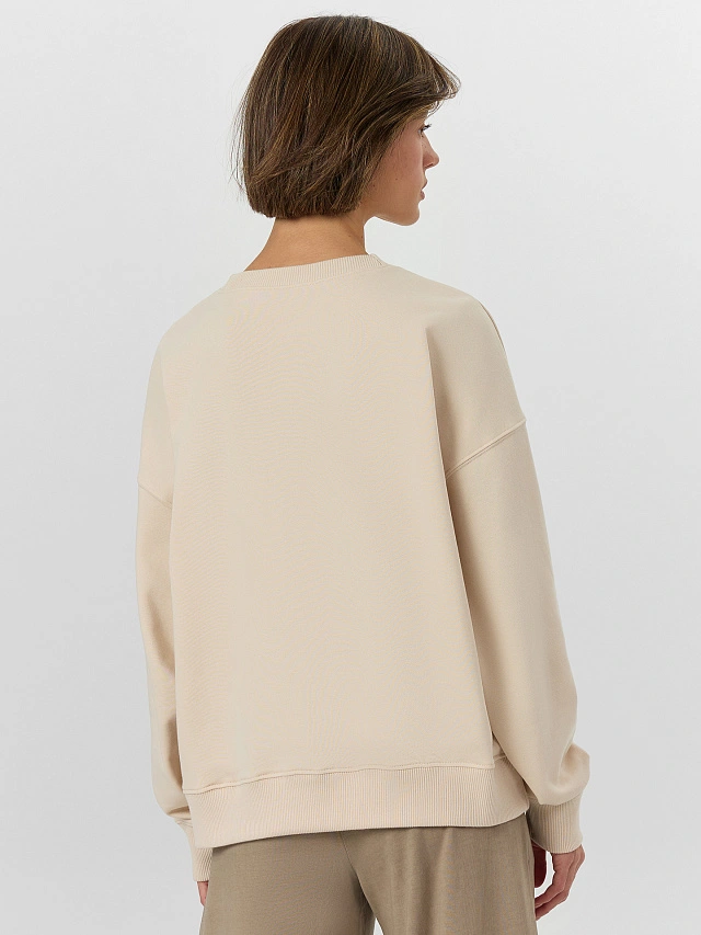 Свитшот женский бежевый с надписью "Creator of my own life" - 3