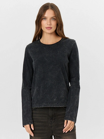 картинка Лонгслив женский черный с обработкой эйсид от магазина стильной одежды Mark Formelle