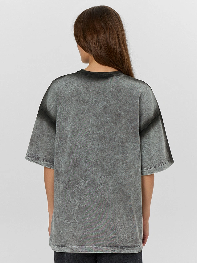 Футболка женская черная с обработкой эйсид - 3