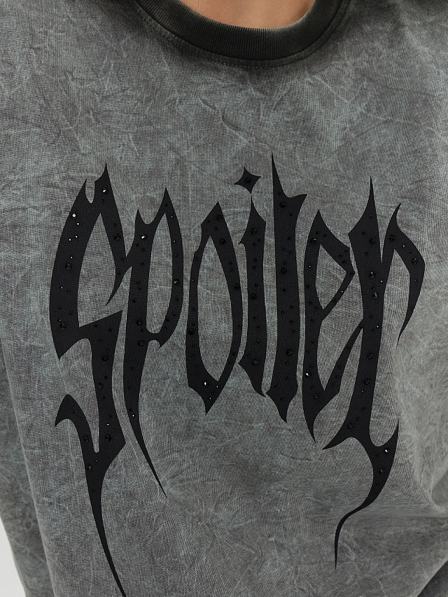 Футболка женская черная с обработкой эйсид - 6