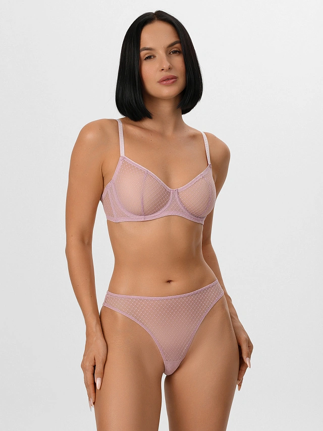 Трусы женские бразилиана розовые кружевные - 2