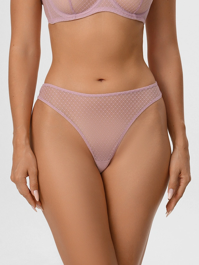 Трусы женские бразилиана розовые кружевные - 3