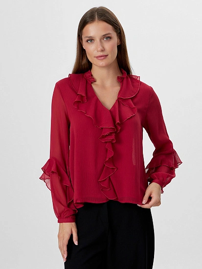 картинка Блузка женская полупрозрачная бордовая от магазина стильной одежды Mark Formelle