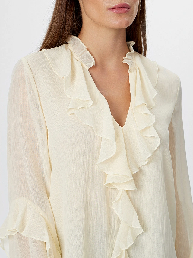 Блузка женская полупрозрачная молочная - 6