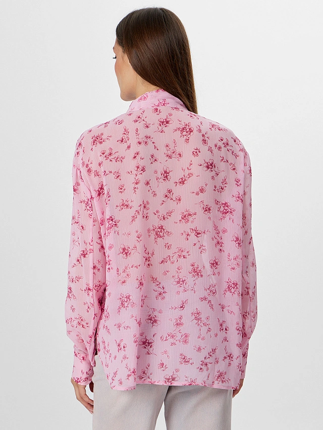 Блузка женская полупрозрачная розовая - 3