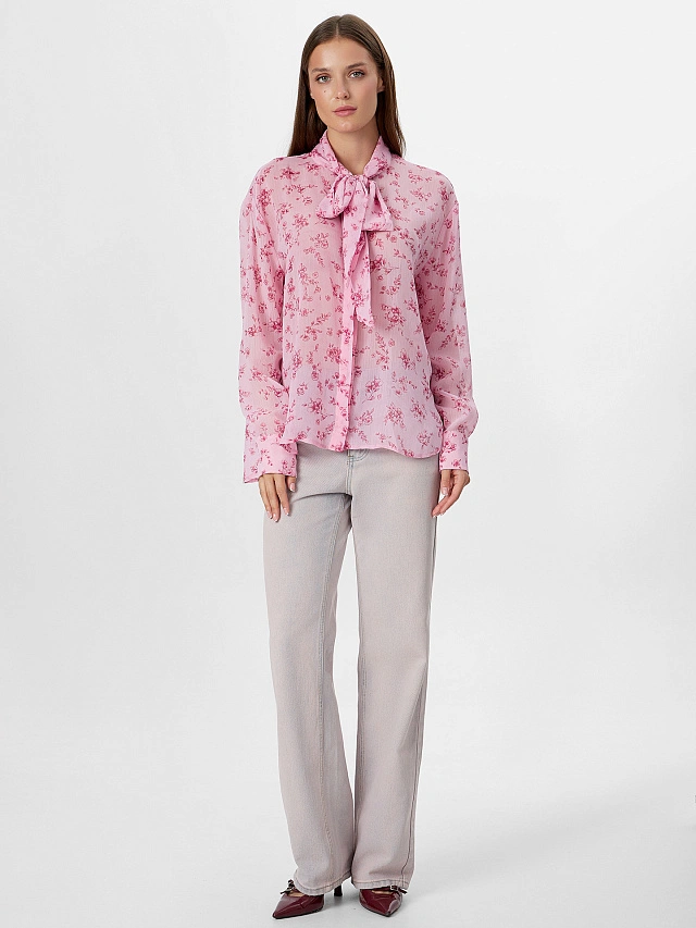 Блузка женская полупрозрачная розовая - 4