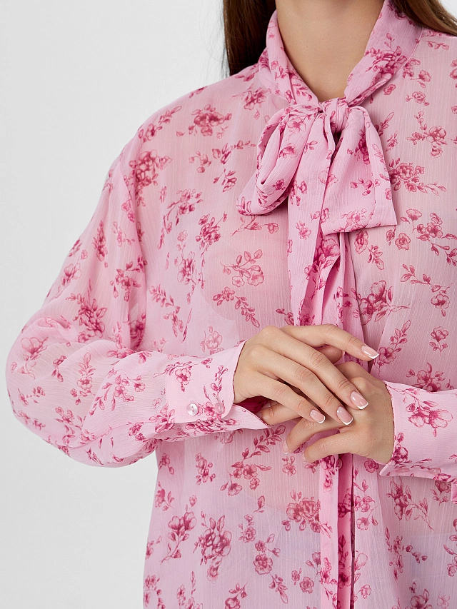 Блузка женская полупрозрачная розовая - 6