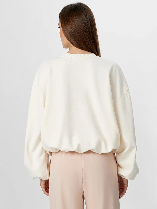 Свитшот женский бежевый с надписью - 3