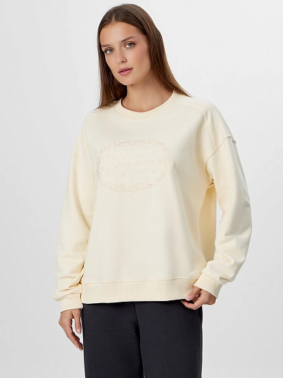 картинка Свитшот женский бежевый с надписью "Аnyway" от магазина стильной одежды Mark Formelle