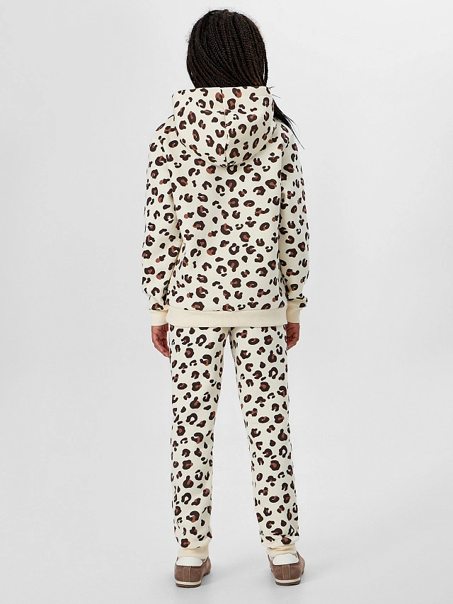 Комплект для девочек бежевый с принтом - 3