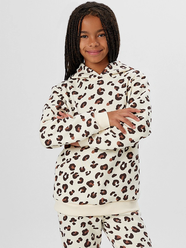 Комплект для девочек бежевый с принтом - 4