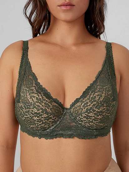 картинка Бюстгальтер женский зеленый с кружевом от магазина стильной одежды Mark Formelle