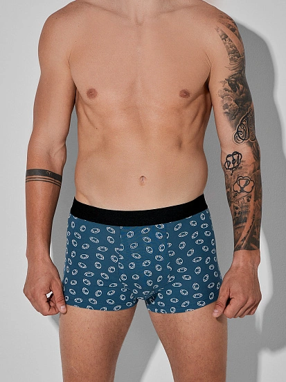 картинка Трусы боксеры мужские голубые с узором от магазина мужской одежды Mark Formelle