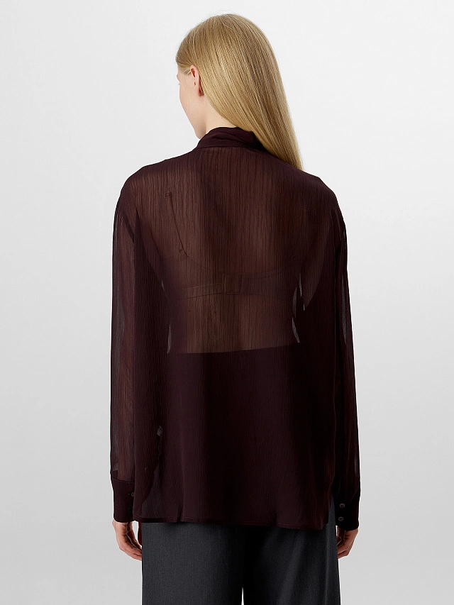 Блузка женская полупрозрачная коричневая - 3