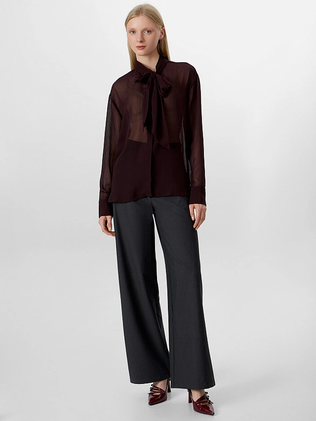 Блузка женская полупрозрачная коричневая - 4