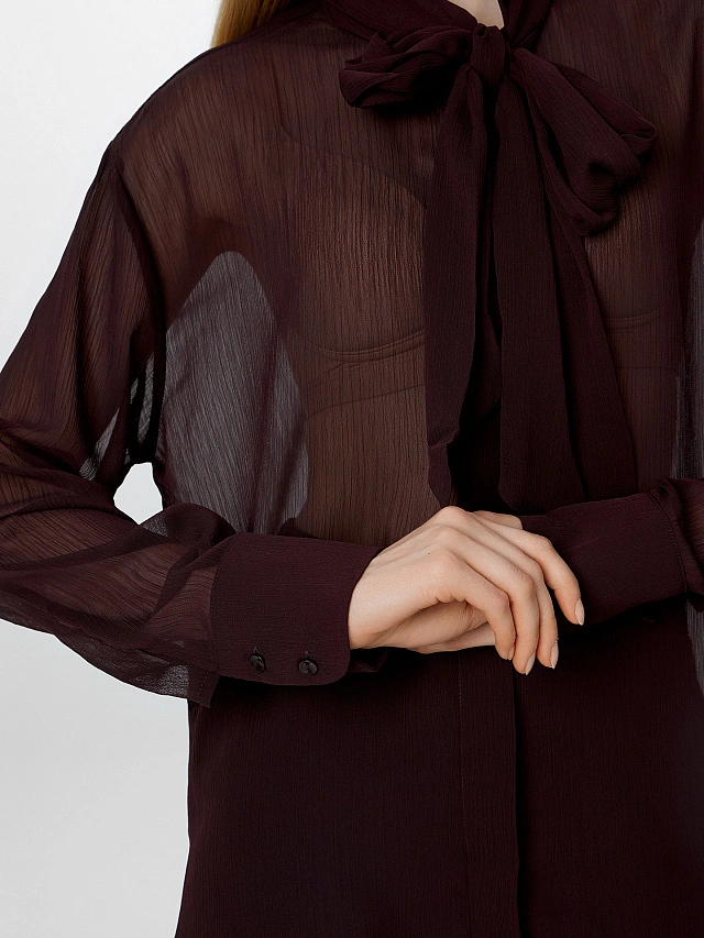 Блузка женская полупрозрачная коричневая - 6