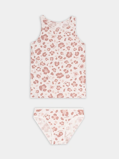 картинка Комплект для девочек розовый с леопардовым принтом от известного бренда одежды для девочек Mark Formelle
