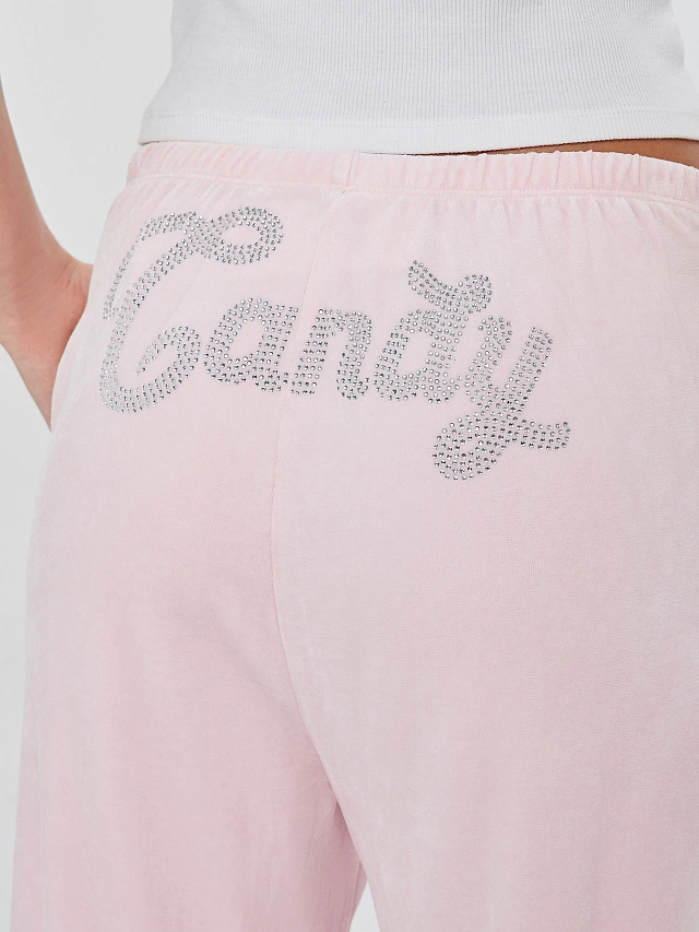 Брюки женские розовые велюровые с надписью "Candy" - 6