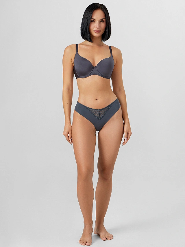 Трусы женские бесшовные серые - 7