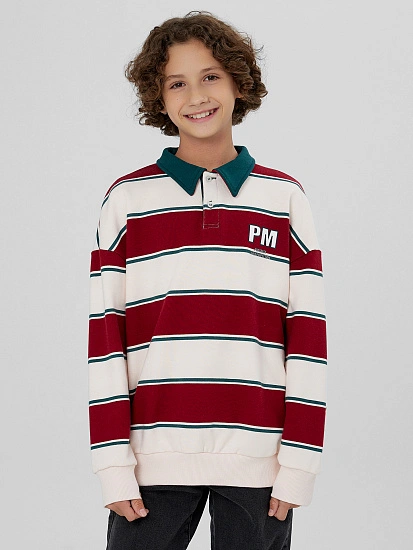 картинка Свитшот для мальчиков в молочно-красную полоску от магазина одежды для мальчиков от бренда Mark Formelle