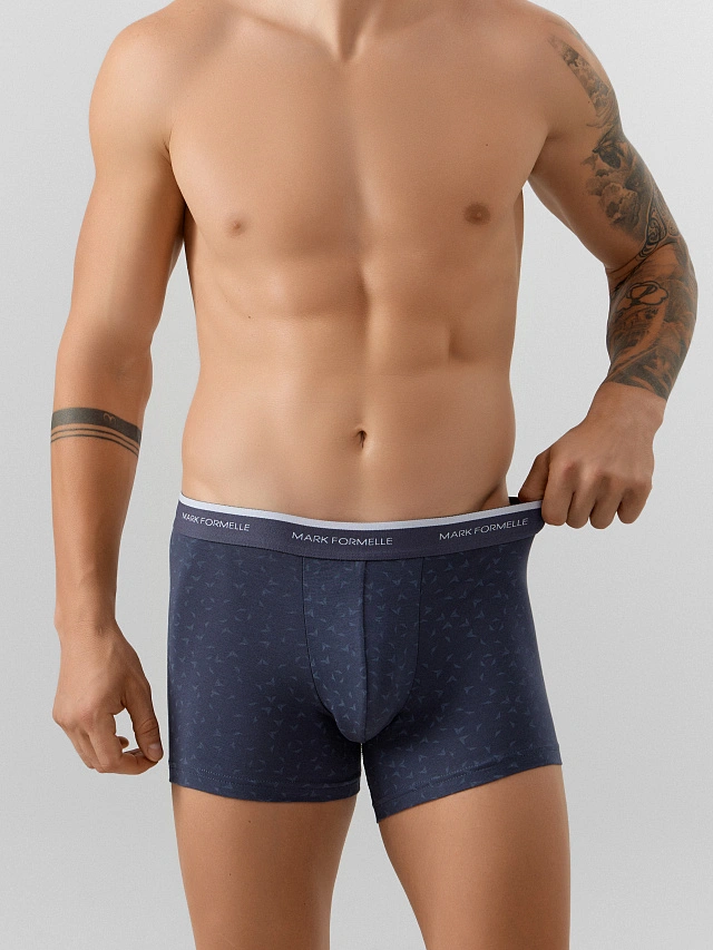 Трусы боксеры мужские синие с принтом - 4