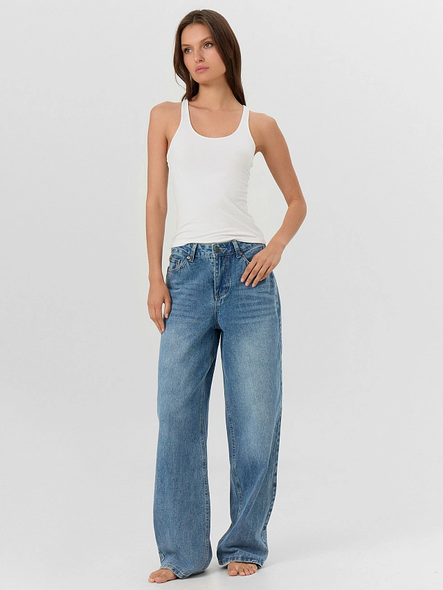 Джинсы женские Baggy fit синие - 5