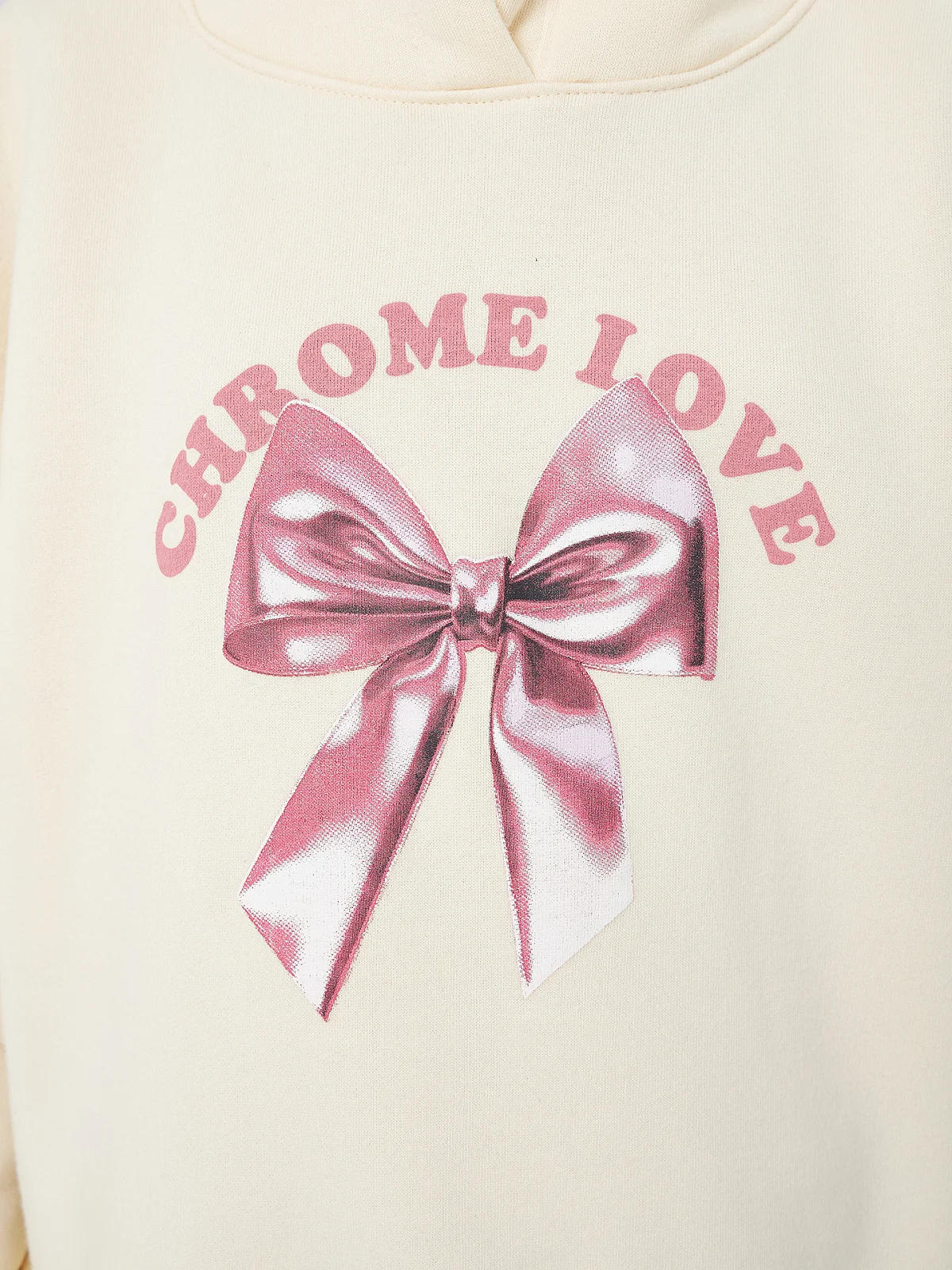 Худи для девочек бежевое с надписью "Chrome love" - 6