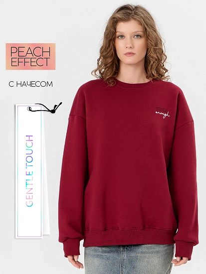 картинка Свитшот женский бордовый с надписью "You are enough" от магазина стильной одежды Mark Formelle