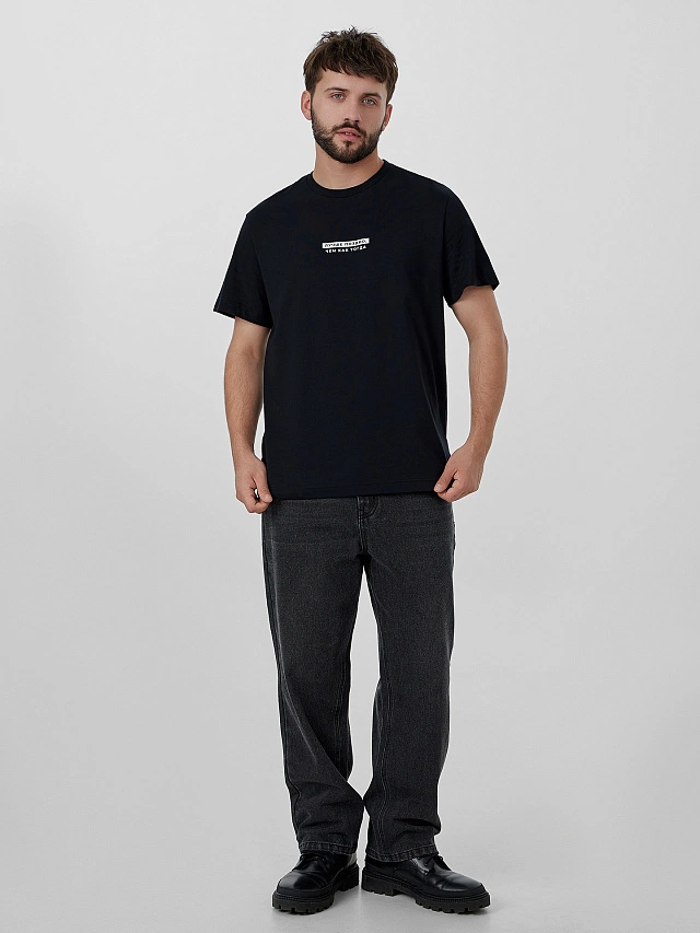 Футболка мужская черная с надписью "Лучше поздно..." - 4