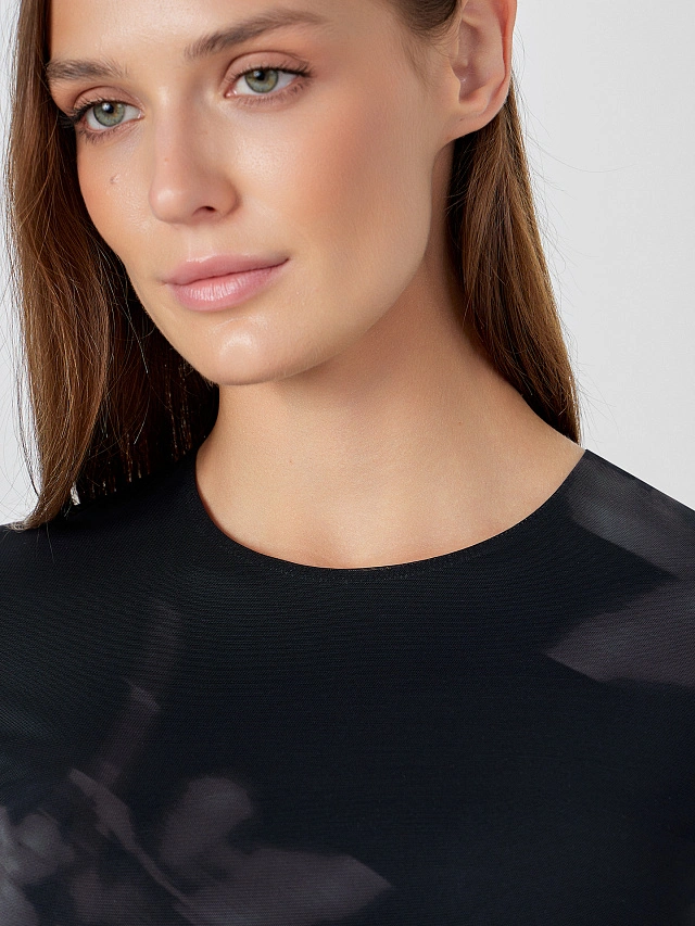 Платье женское черное с узором роз - 4